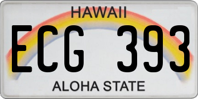 HI license plate ECG393