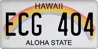 HI license plate ECG404