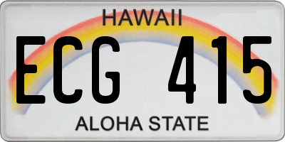 HI license plate ECG415