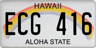 HI license plate ECG416