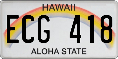HI license plate ECG418