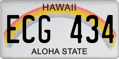 HI license plate ECG434