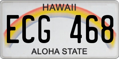 HI license plate ECG468
