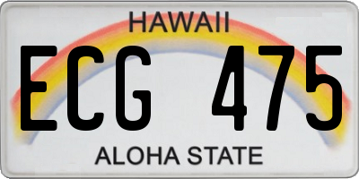 HI license plate ECG475