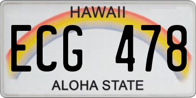 HI license plate ECG478
