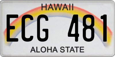HI license plate ECG481