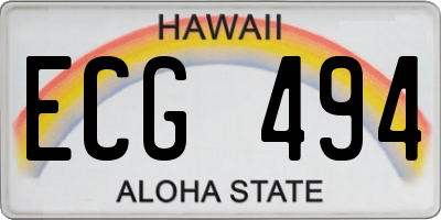 HI license plate ECG494