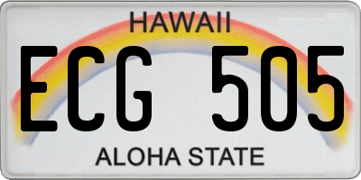 HI license plate ECG505