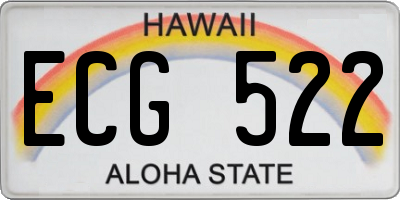 HI license plate ECG522