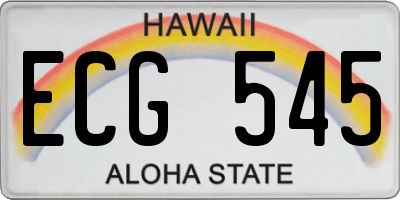 HI license plate ECG545