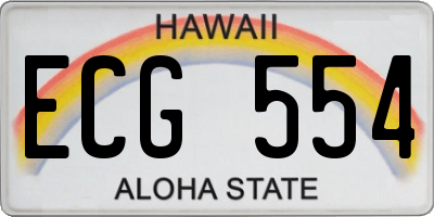 HI license plate ECG554