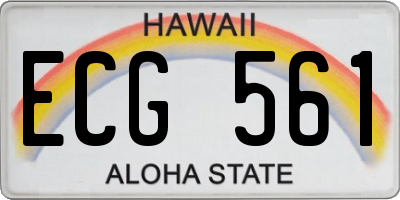 HI license plate ECG561