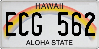 HI license plate ECG562