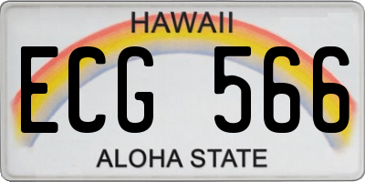 HI license plate ECG566