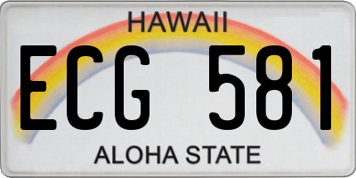 HI license plate ECG581