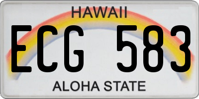 HI license plate ECG583