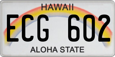 HI license plate ECG602