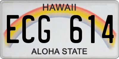 HI license plate ECG614