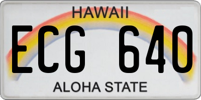 HI license plate ECG640
