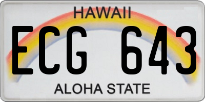 HI license plate ECG643