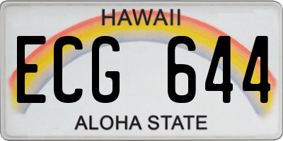 HI license plate ECG644