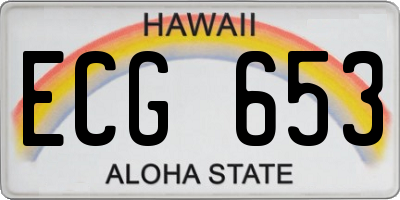 HI license plate ECG653
