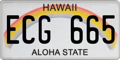 HI license plate ECG665