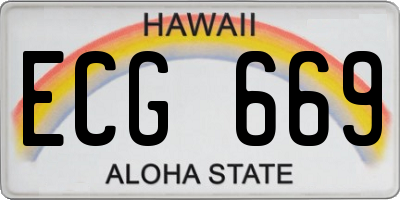 HI license plate ECG669