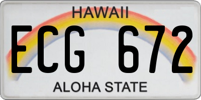 HI license plate ECG672