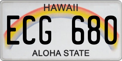 HI license plate ECG680
