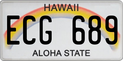 HI license plate ECG689