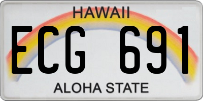 HI license plate ECG691