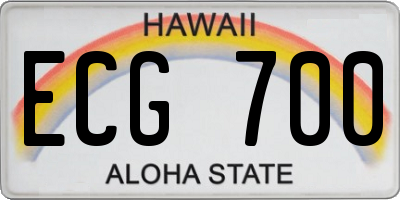 HI license plate ECG700