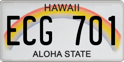 HI license plate ECG701