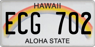 HI license plate ECG702