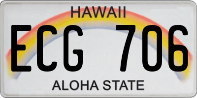 HI license plate ECG706