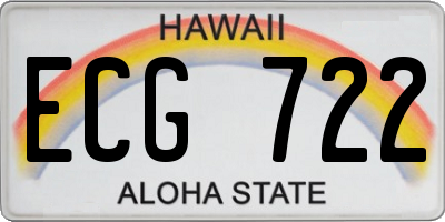 HI license plate ECG722