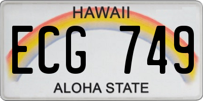 HI license plate ECG749