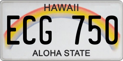 HI license plate ECG750
