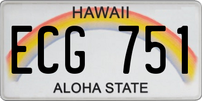 HI license plate ECG751
