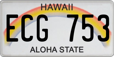 HI license plate ECG753