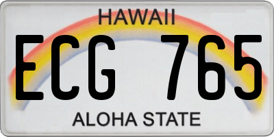 HI license plate ECG765