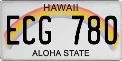 HI license plate ECG780
