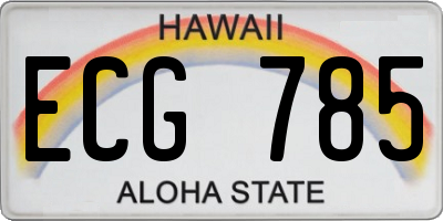 HI license plate ECG785