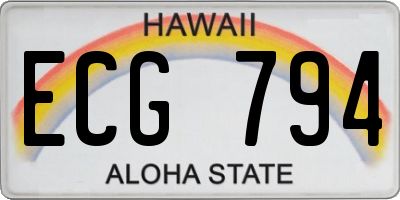HI license plate ECG794