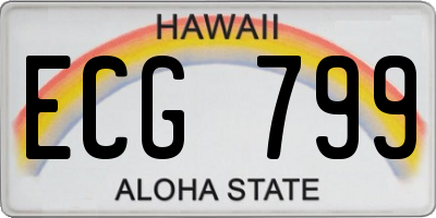 HI license plate ECG799