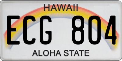 HI license plate ECG804