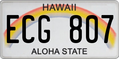 HI license plate ECG807