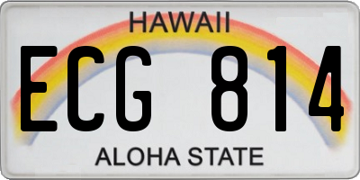 HI license plate ECG814