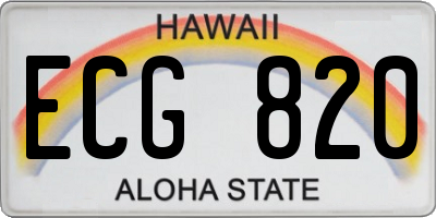 HI license plate ECG820